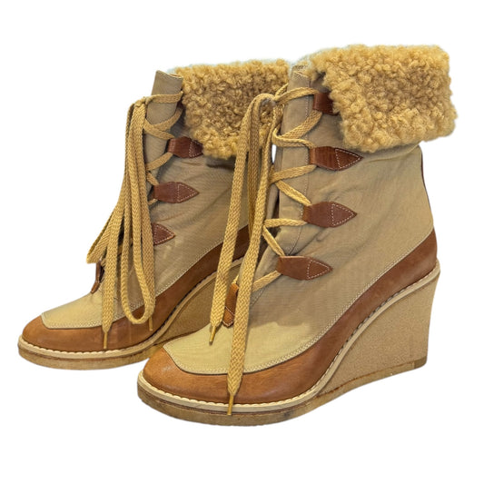 Chloe Beige Snow Boots - 7 - NEW