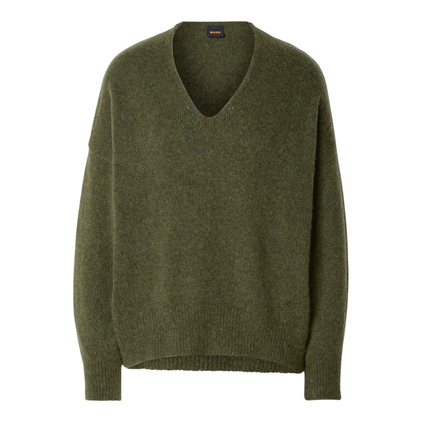 Boss Khaki Green V Neck Jumper - 12