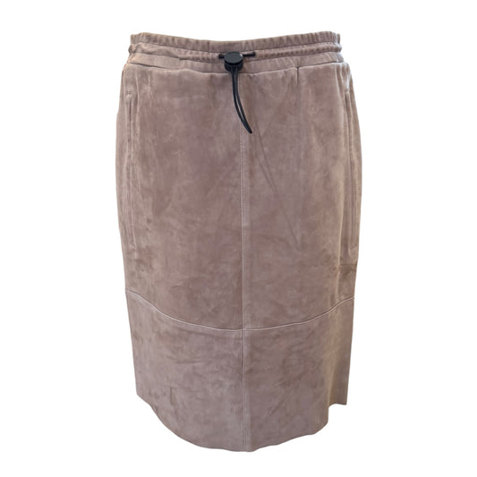 Joseph Rose Taupe Suede Drawstring Margo Pencil Skirt - 14 - NEW