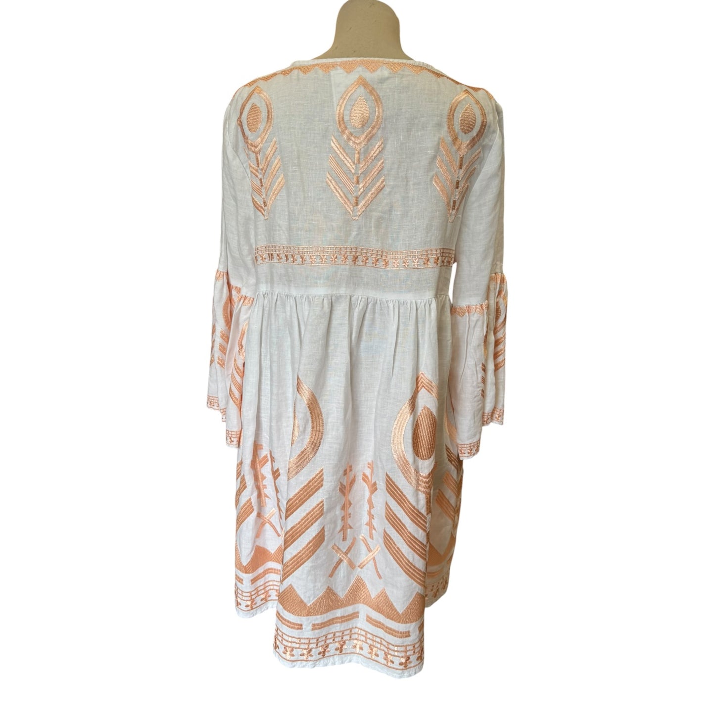 Greek Archaic Kori White and Rose Gold Mini Dress - 12
