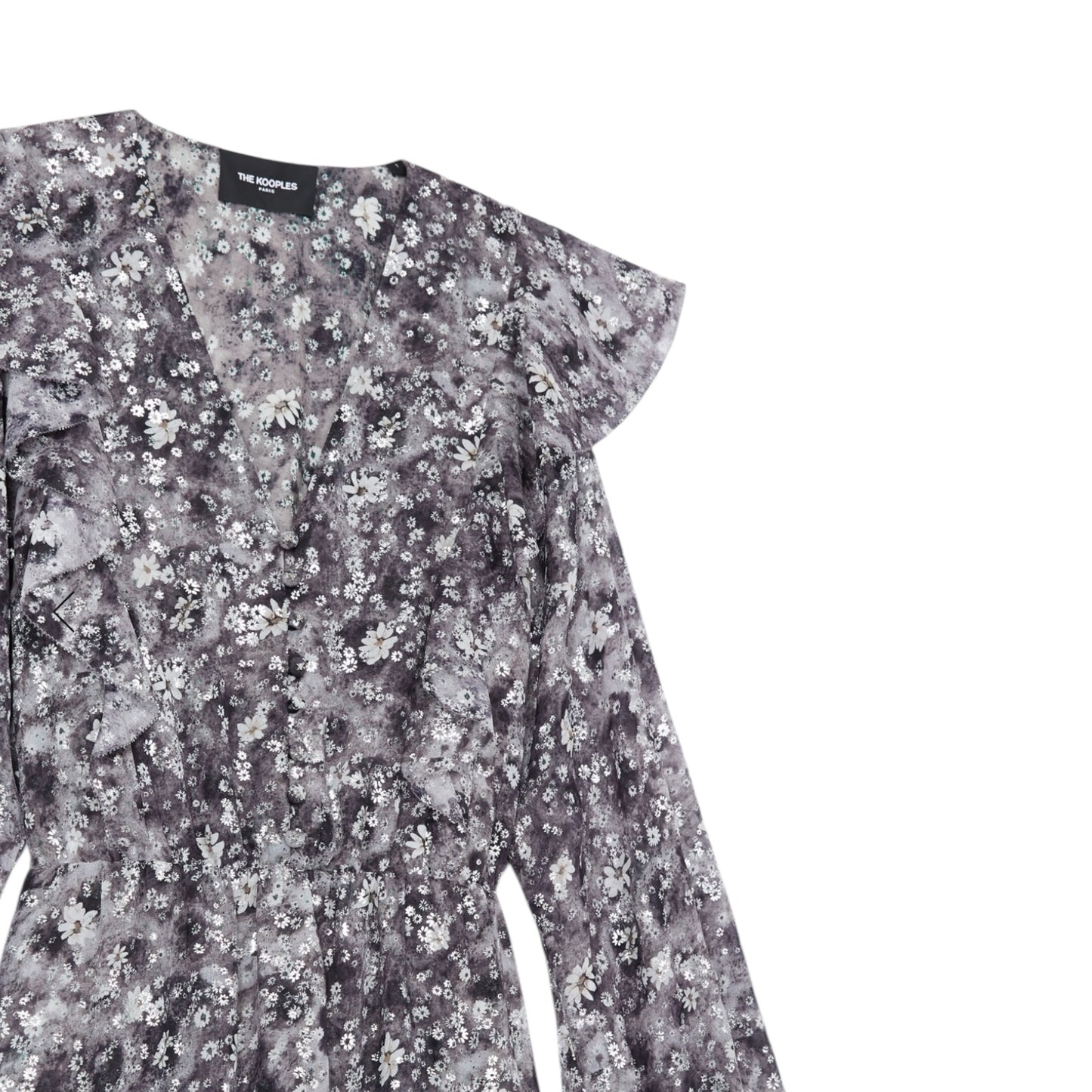 The Kooples Black and Silver Floral Dress - 10