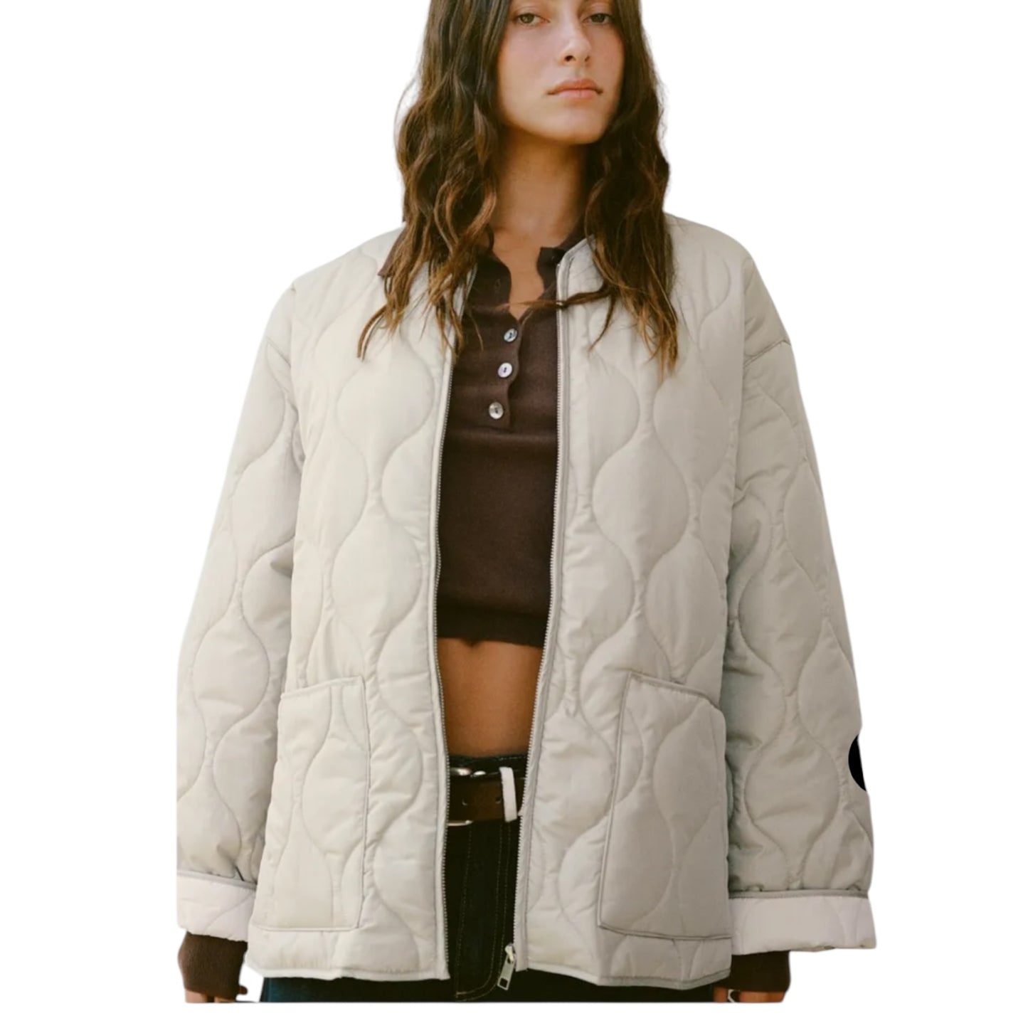 Zara Water Repellent Beige Quilted Jacket - 10/12