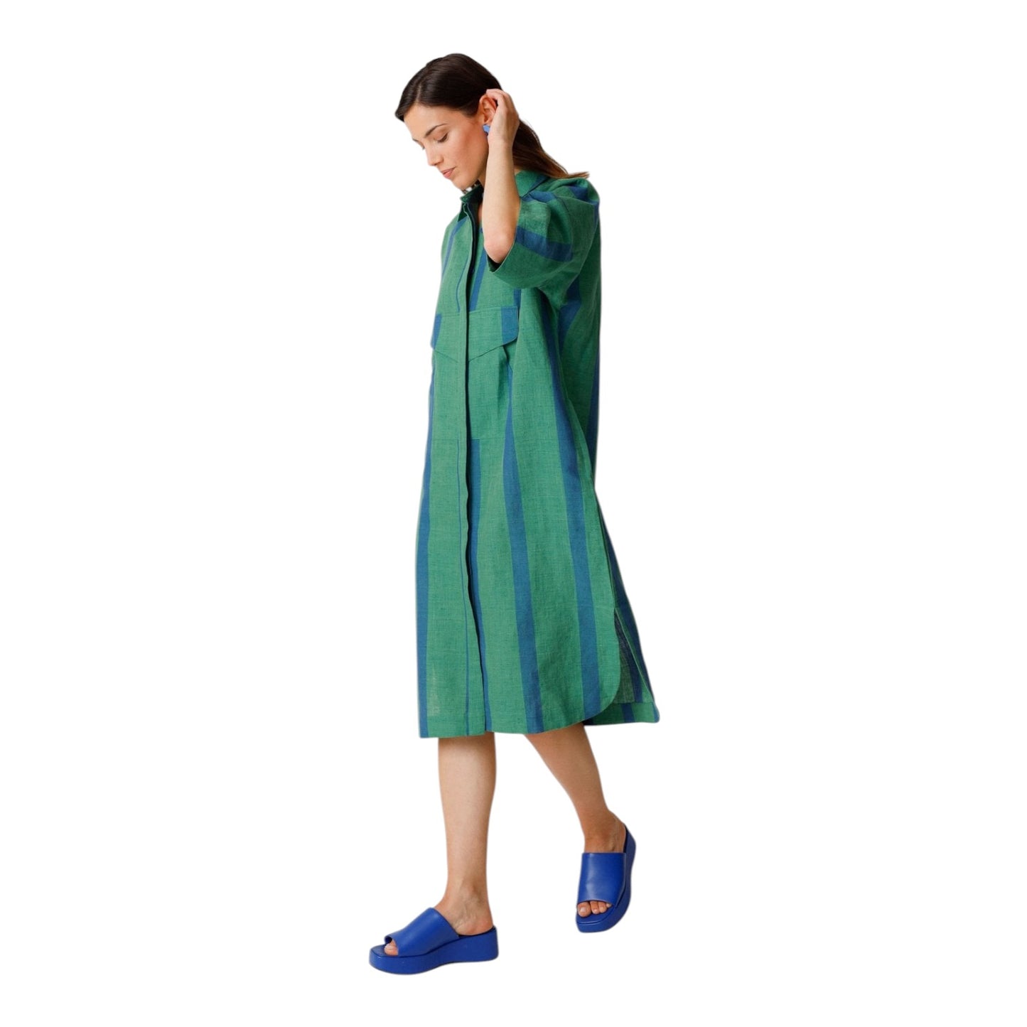 SKFK Eliza Linen and Cotton Striped Dress - 10/12