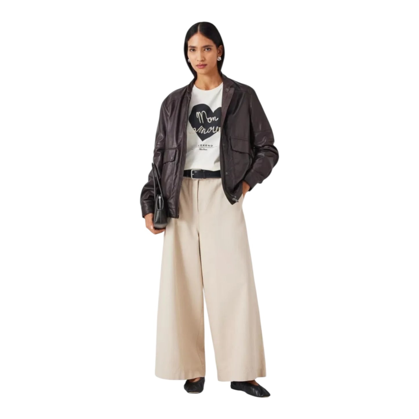 Weekend Max Mara Vello Mon Amour Cream Navy T Shirt - 10