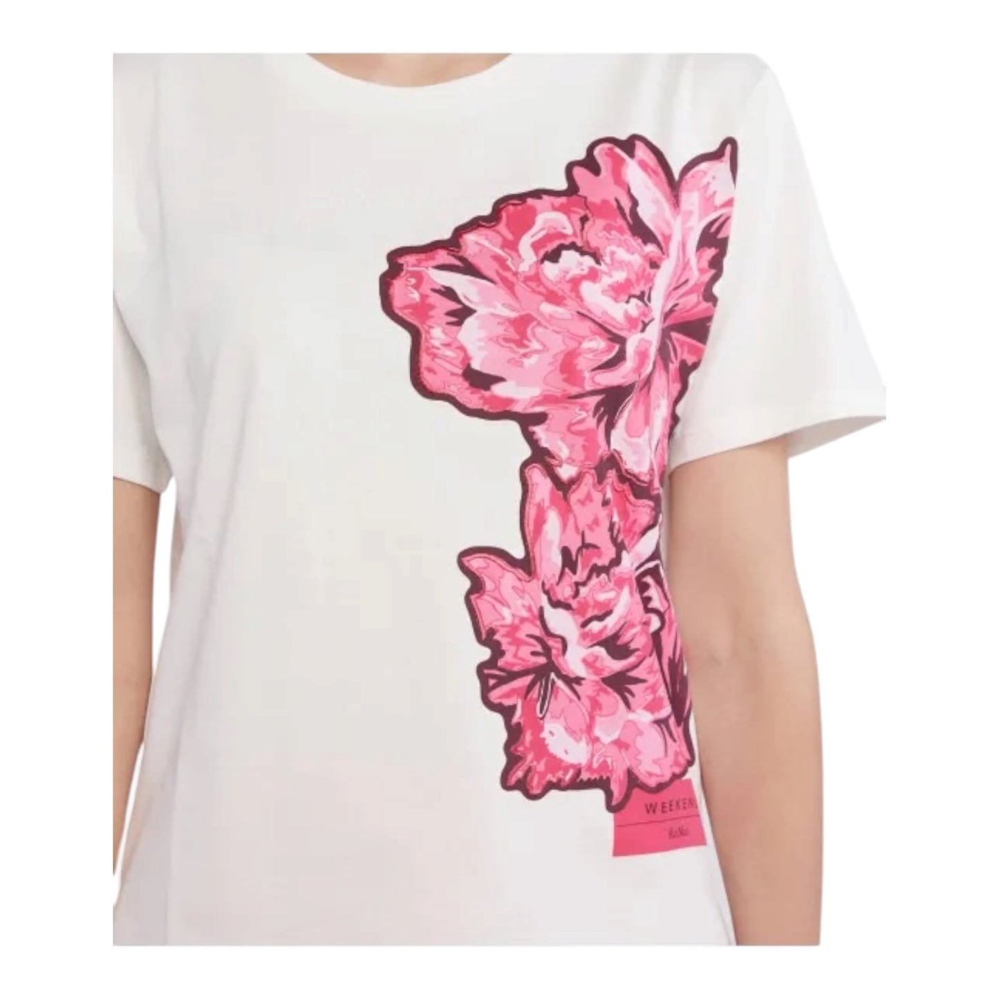 Weekend Max Mara Volume White Floral T-Shirt - 12 - NEW