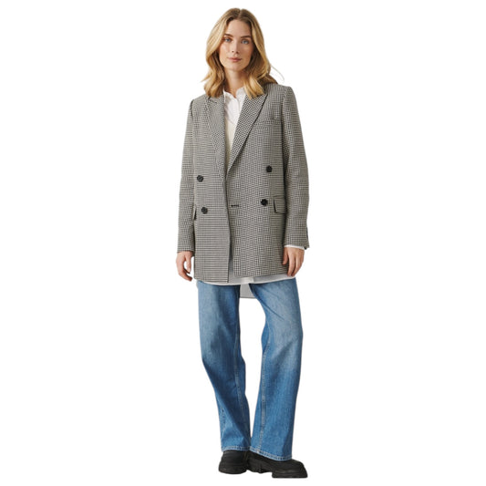 Part Two SonjaPW Black and Cream Houndstooth Blazer - 8