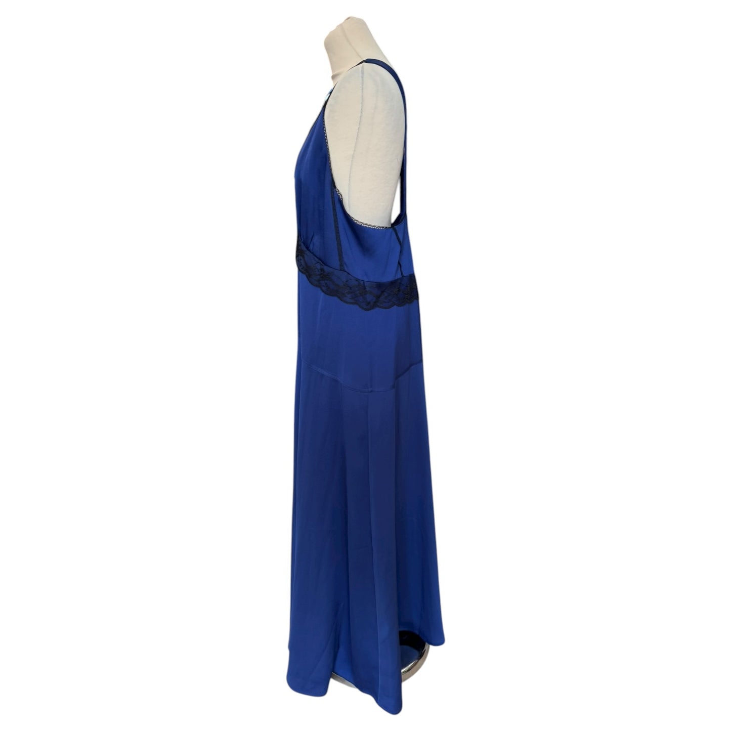 Me + Em Blue and Black Lace Trim Maxi Dress - 16
