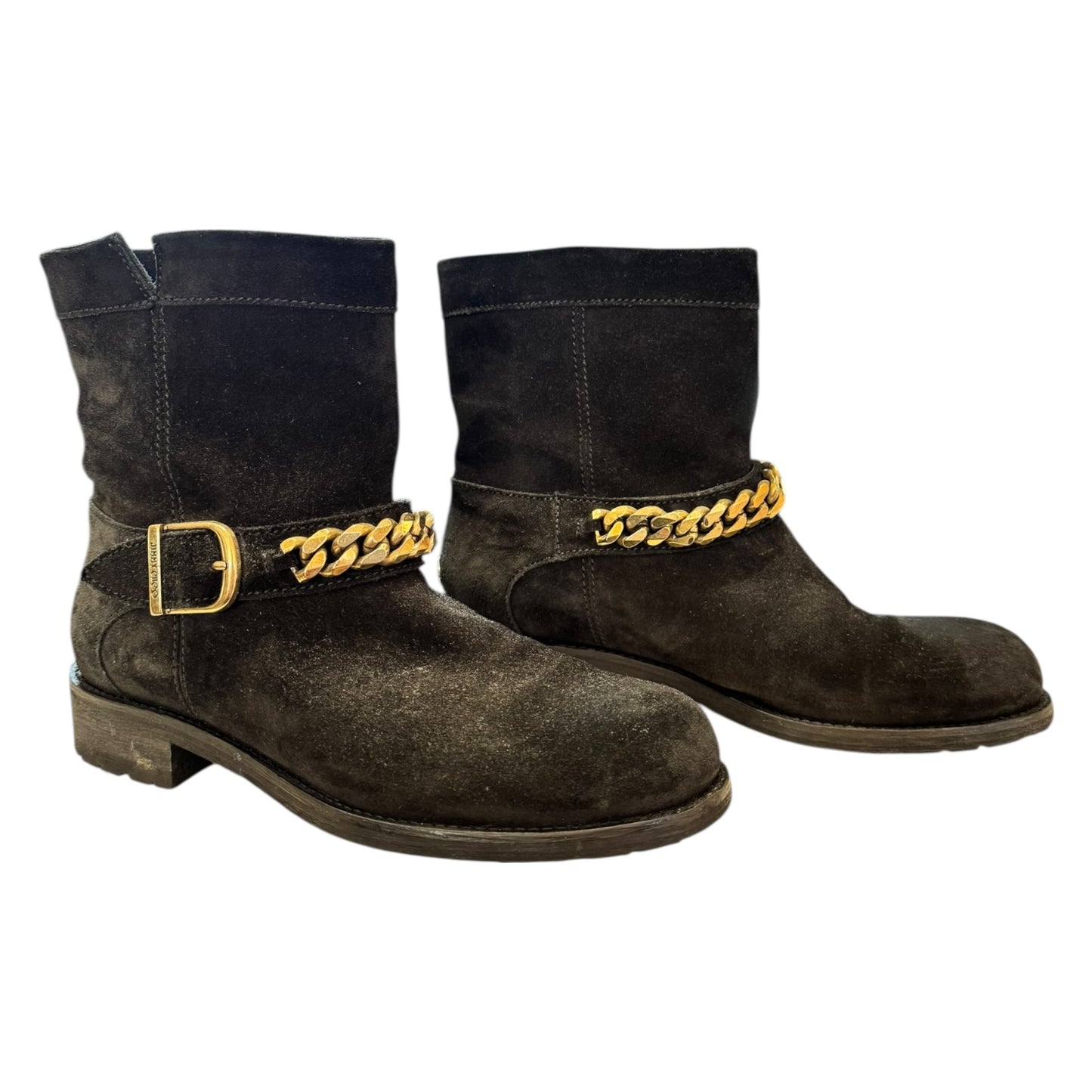 Jimmy Choo Suede Leather Chain Link Boots - 38 / 5