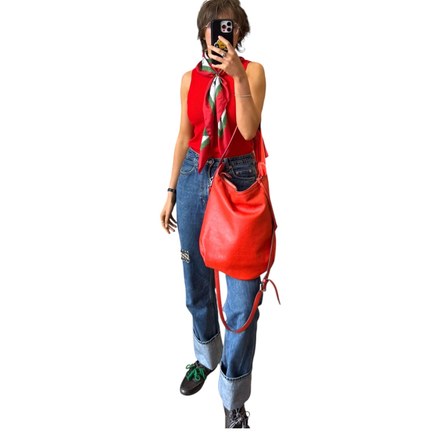 Coccinelle Orange Red Leather Bag