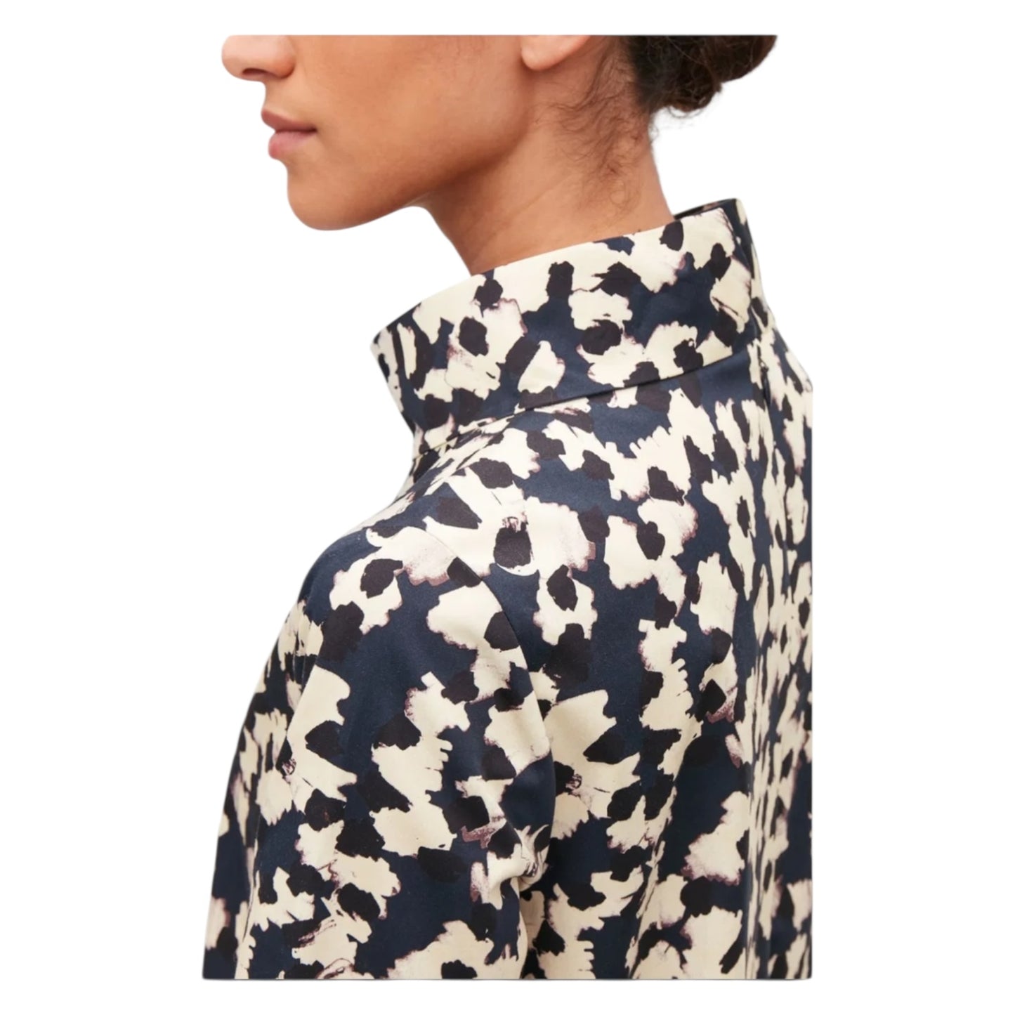 COS Navy Floral Stand Up Collar Dress - 16