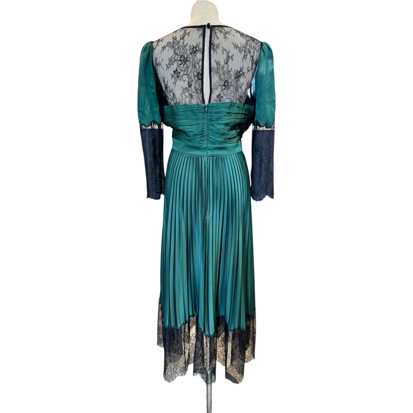 Self Portrait Green and Black Lace Dress - 12