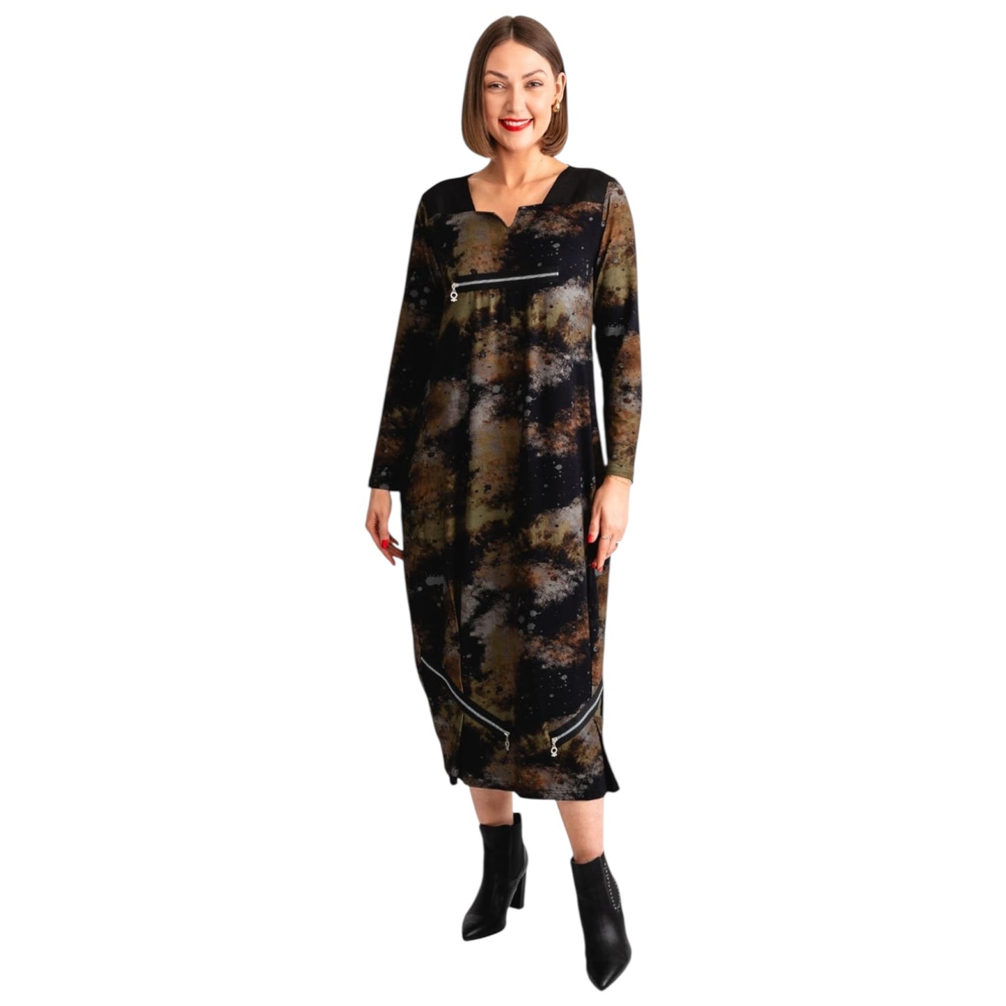 My Soul Khaki and Black Dress with Snood - 12