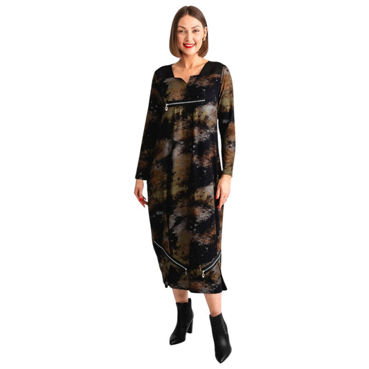 My Soul Khaki and Black Dress with Snood - 12