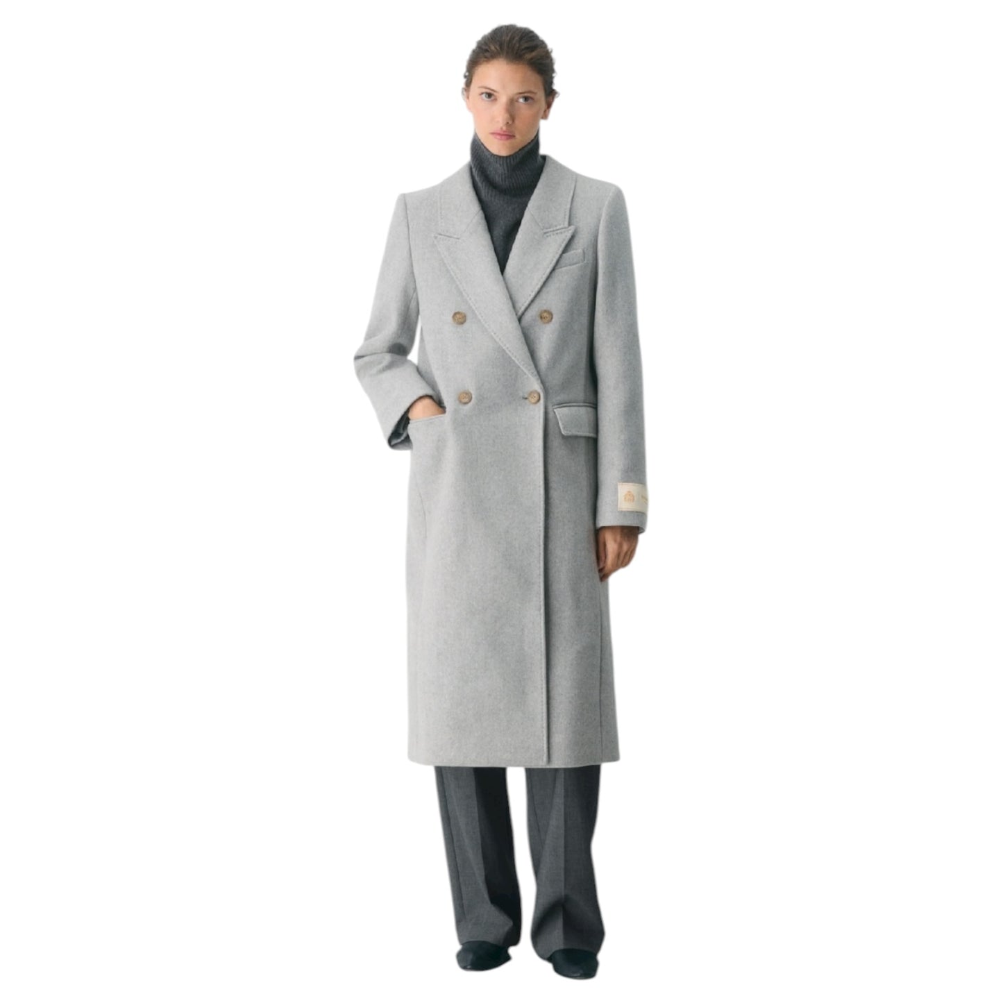 Aritzia Babaton The Constant Virgin Wool and Cashmere Long Coat in Heather Grey - 10/12