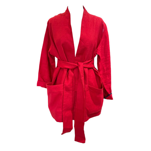 Antoine and Lili Red Linen Kimono Jacket - 14