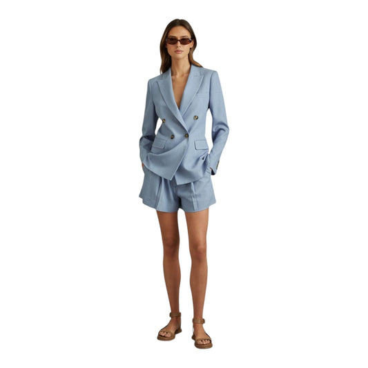 Reiss Blue June Double Breasted Suit Blazer - 12