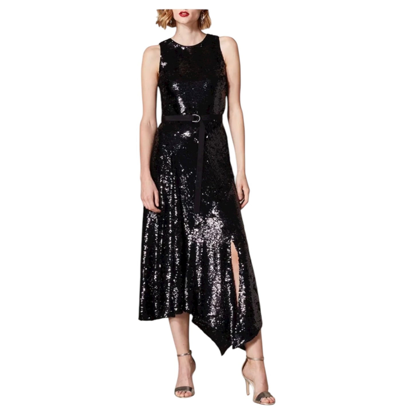 Karen Millen Black Sequin Midi Dress - 6/8