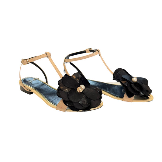 Lanvin Satin Flower Sandals - 37 / 4