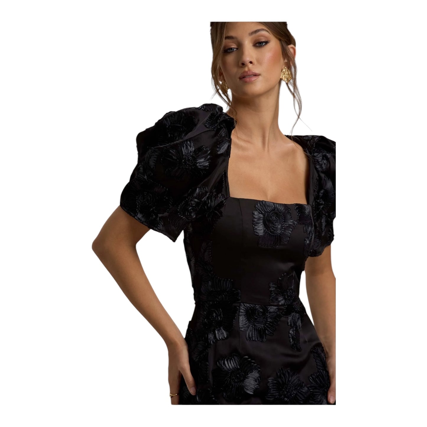Club L London Marilla Black Floral Dress - 10 & 12 - NEW