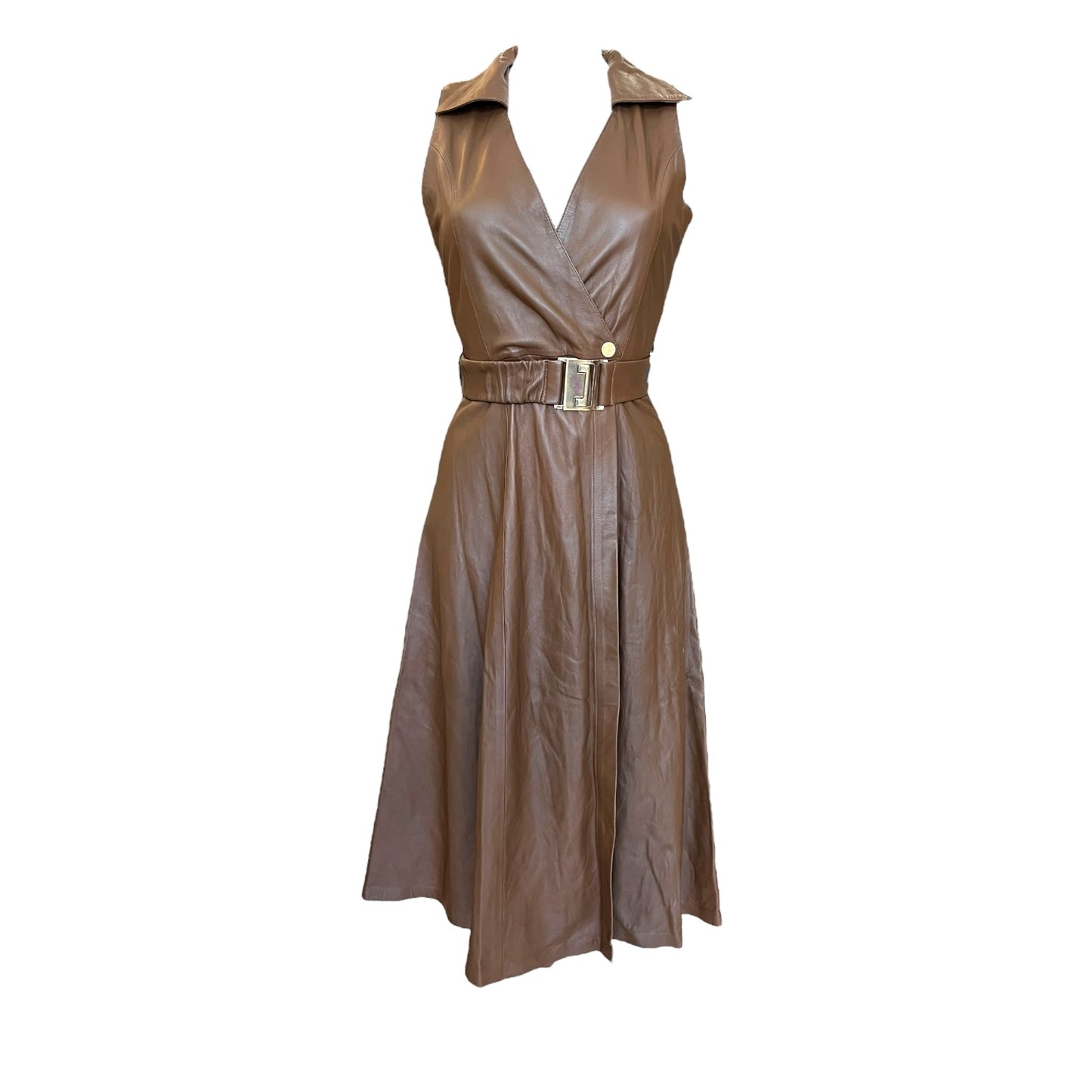 Karen Millen Brown Leather Dress - 8/10 - NEW