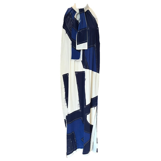 Max Mara Blue and White Silk Dress - 12