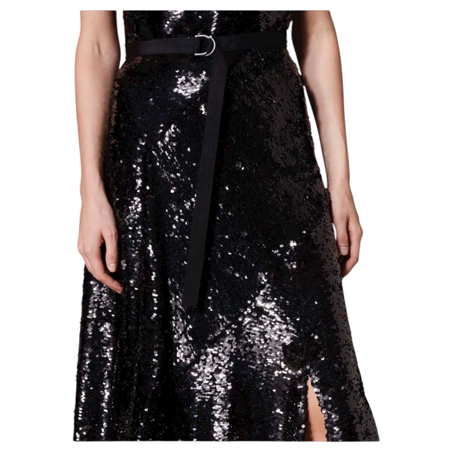 Karen Millen Black Sequin Midi Dress - 6/8