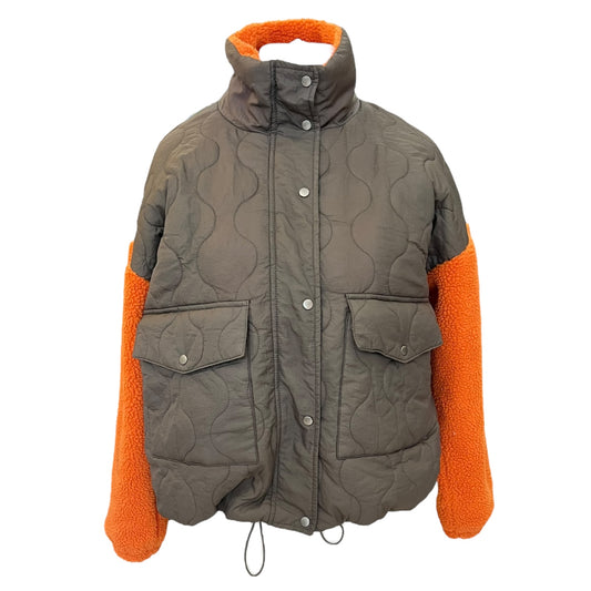 NEW Only Khaki Quilted and Orange Fleece Jacket