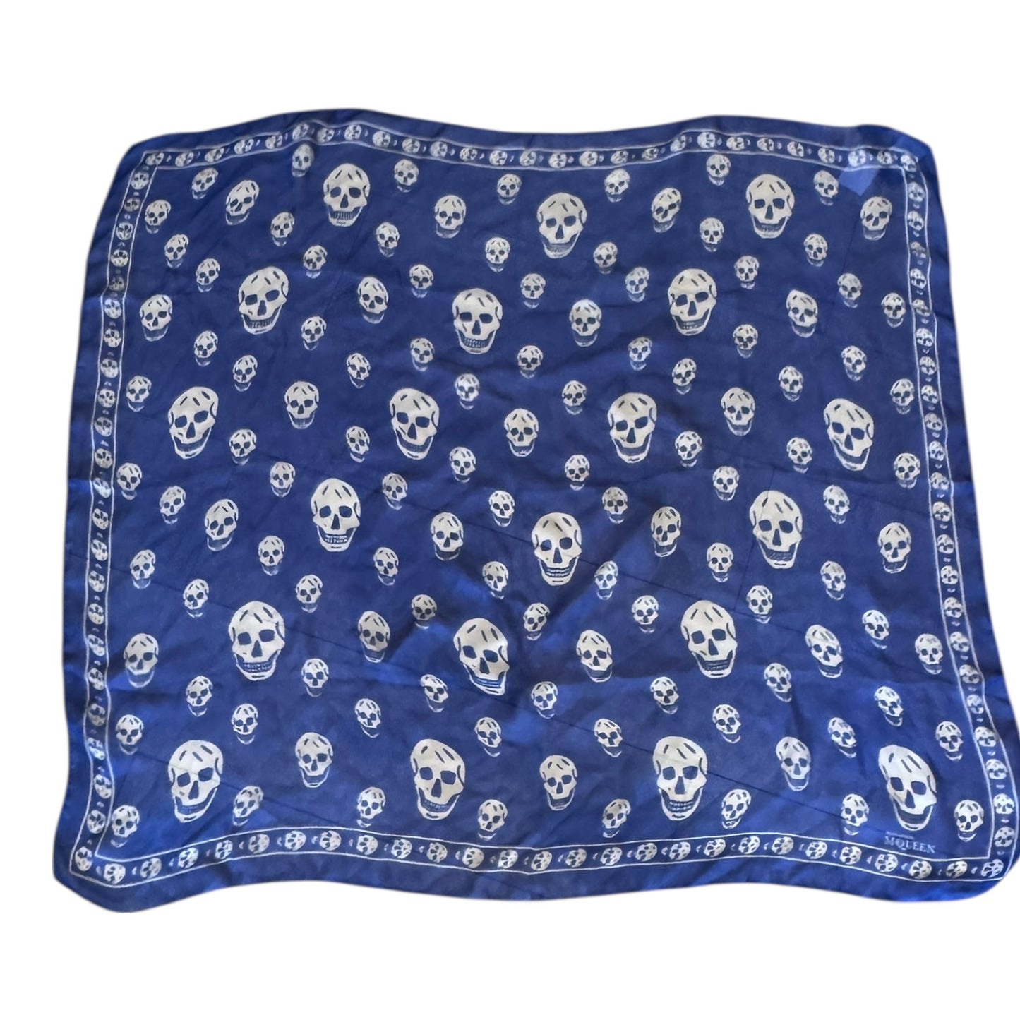 Alexander McQueen Blue and White Silk Scarf - NEW