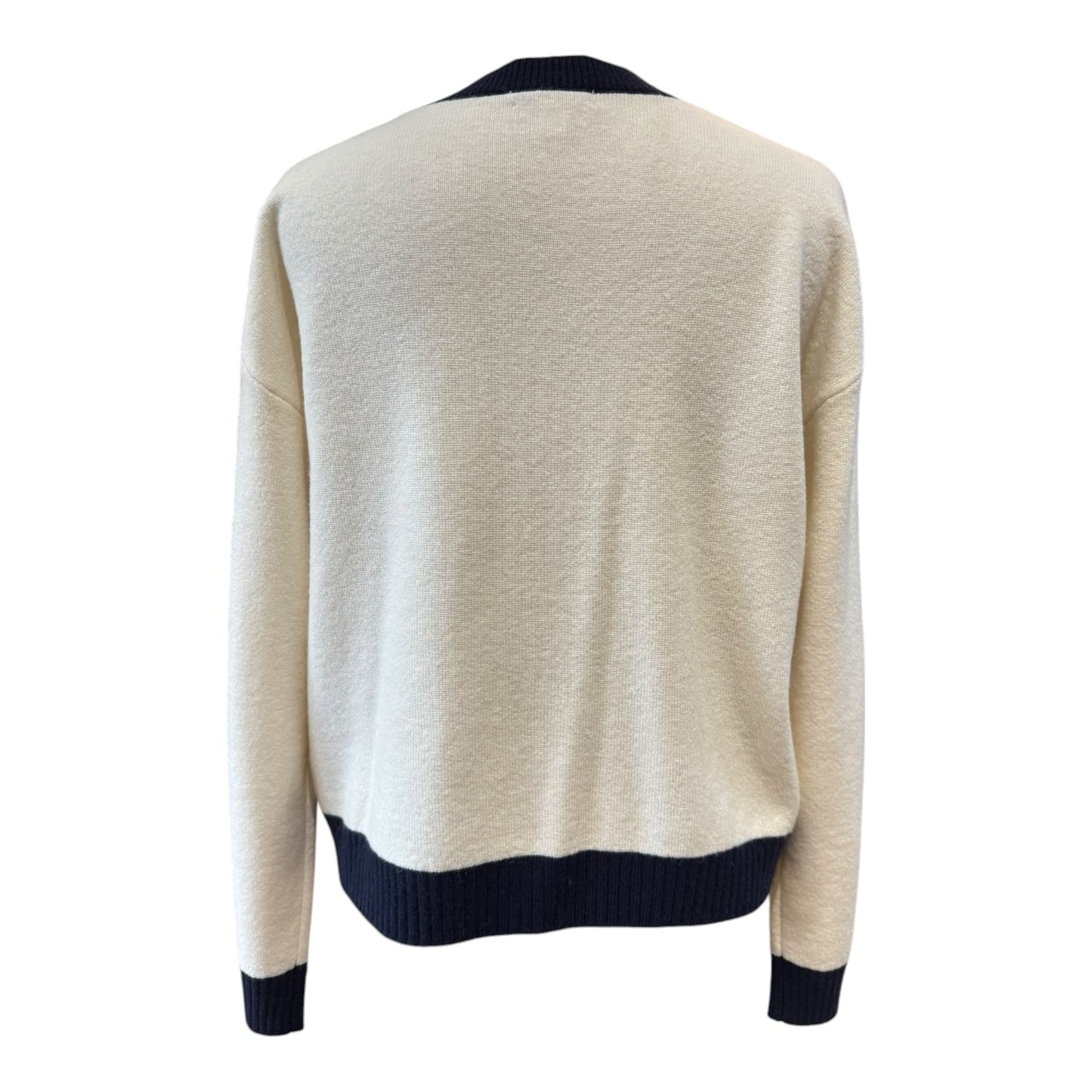 Reiss Cream and Navy Wool Cashmere Cardigan - 10/12