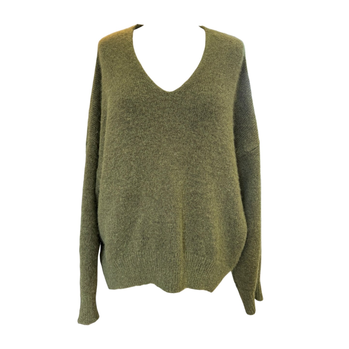 Boss Khaki Green V Neck Jumper - 12