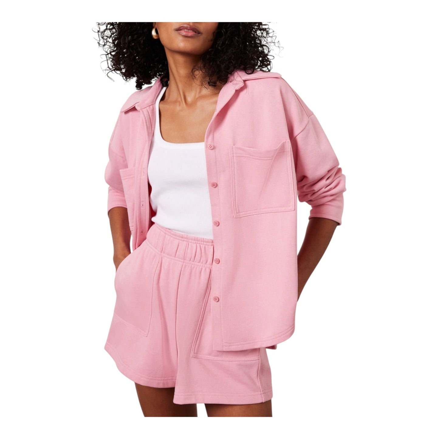 Mint Velvet Pink Double-Cuff Overshirt - 12/14