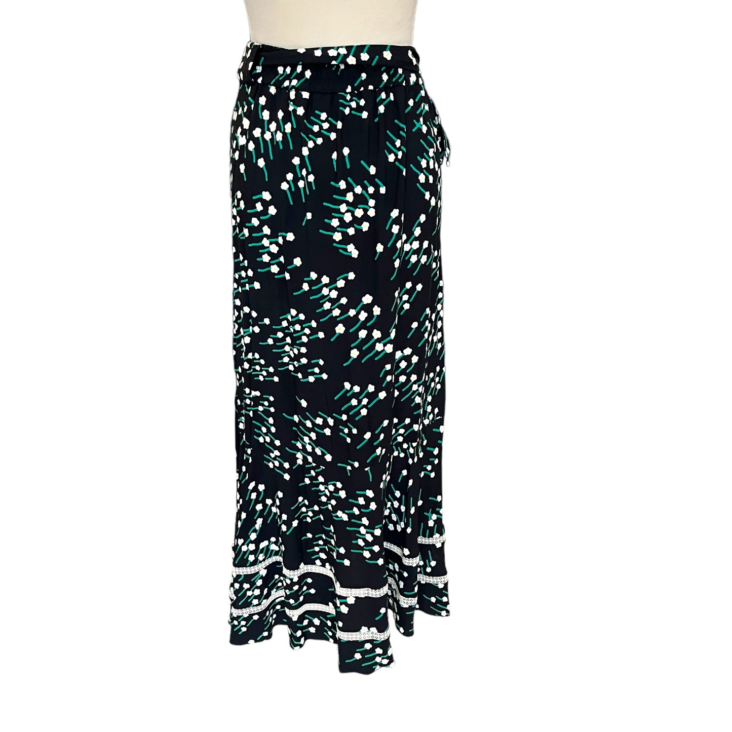 Me + Em Black Floral Maxi Skirt - 16