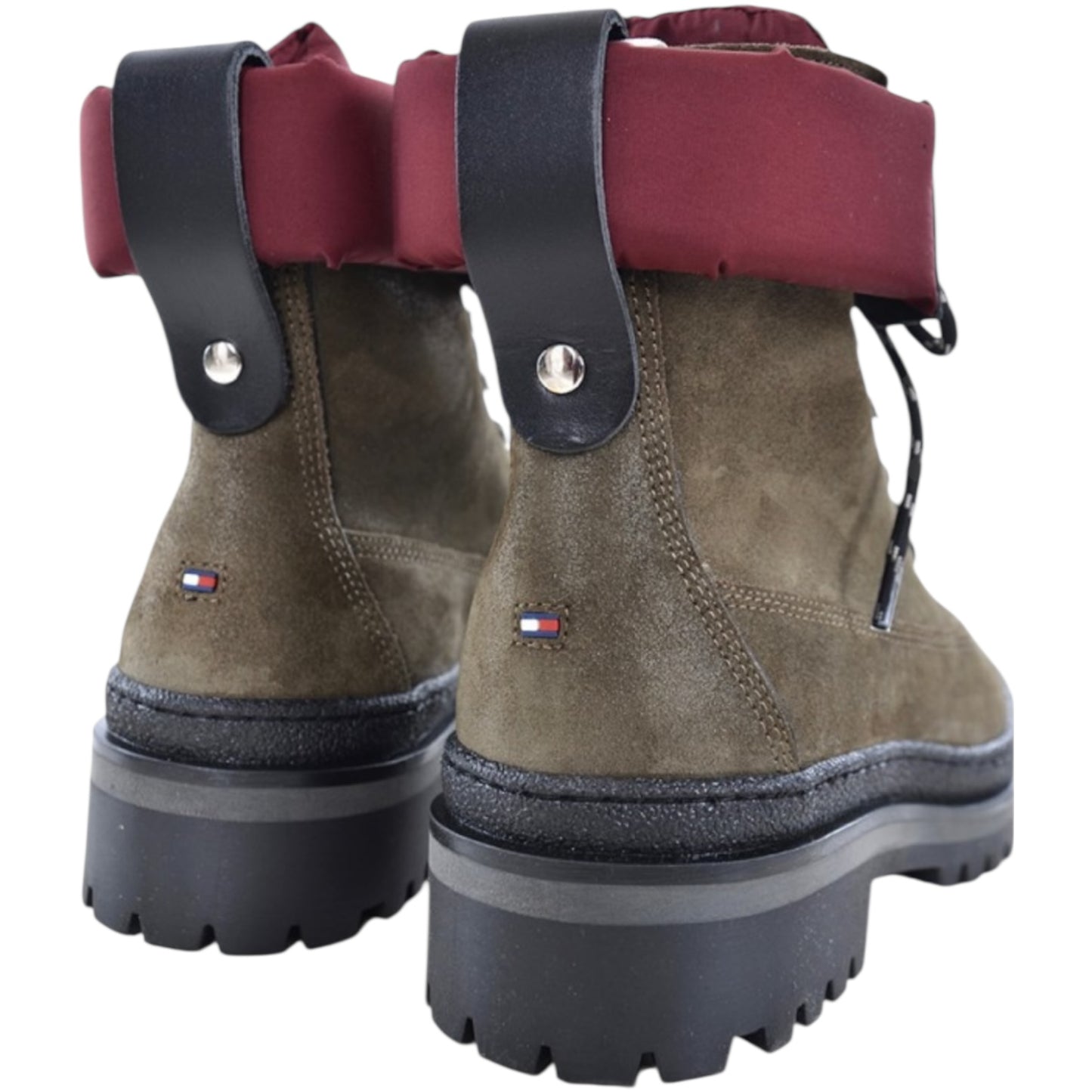 Tommy Hilfiger Green and Burgundy Sporty Lace Up Bootie - 38 / 5