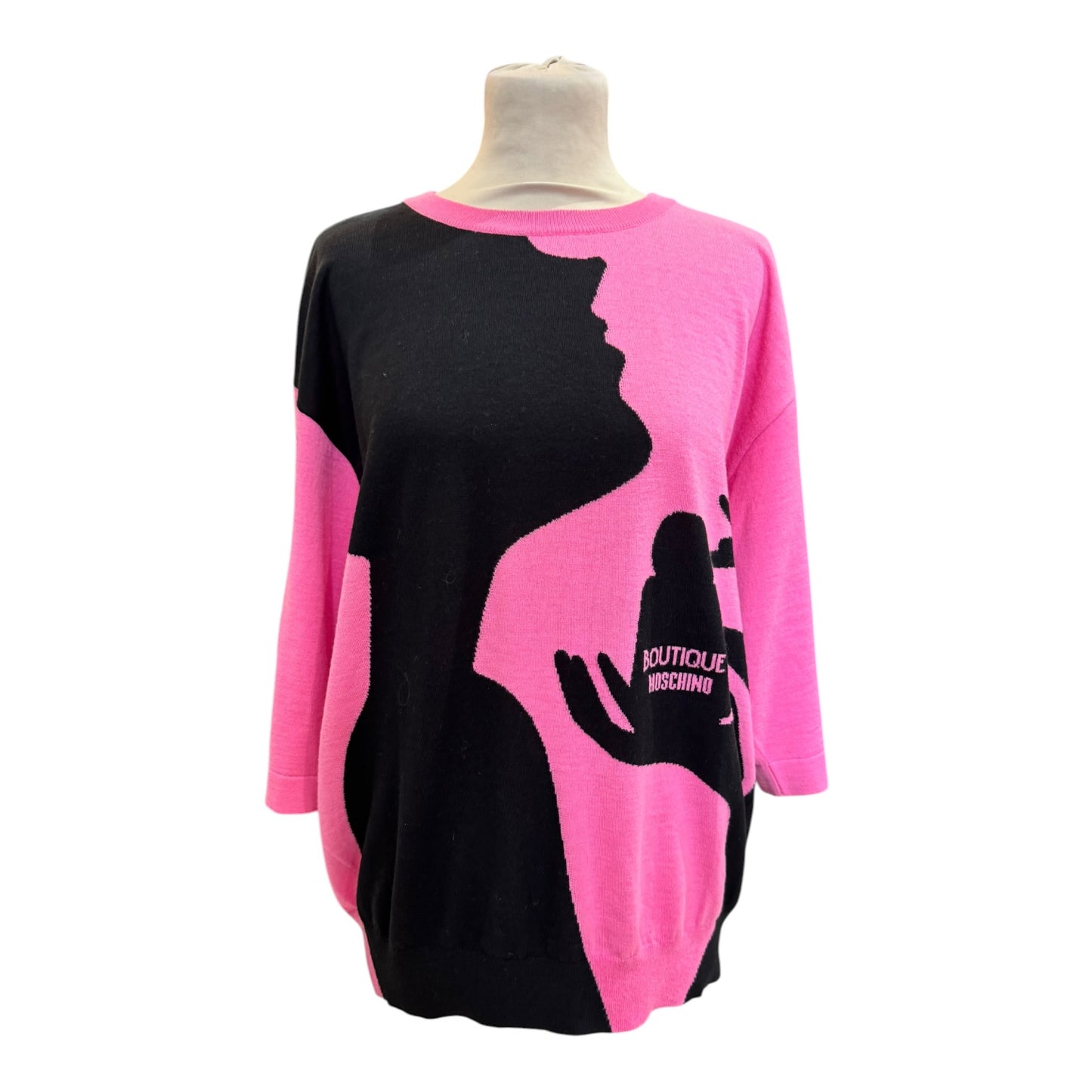 Boutique Moschino Pink and Black Motif Jumper - 12