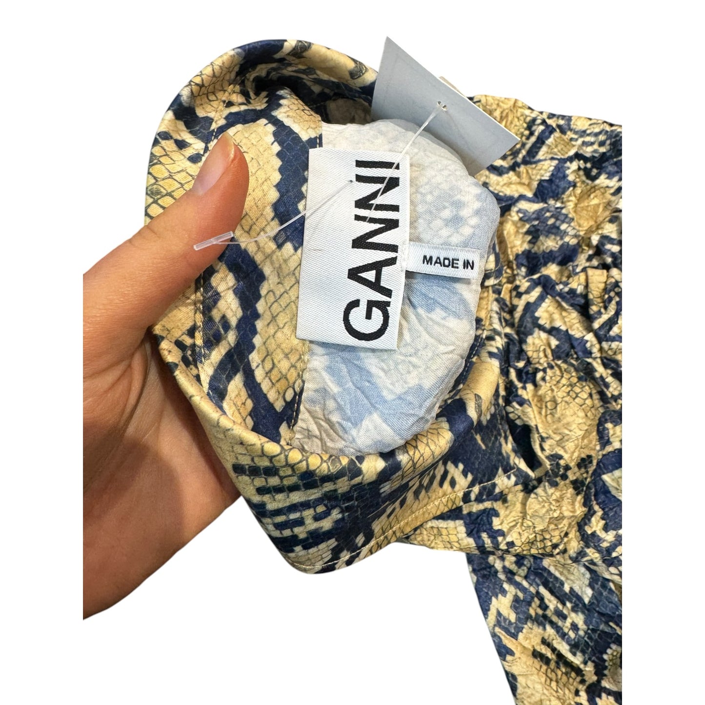 Ganni Snake Print Satin Shirt - 10