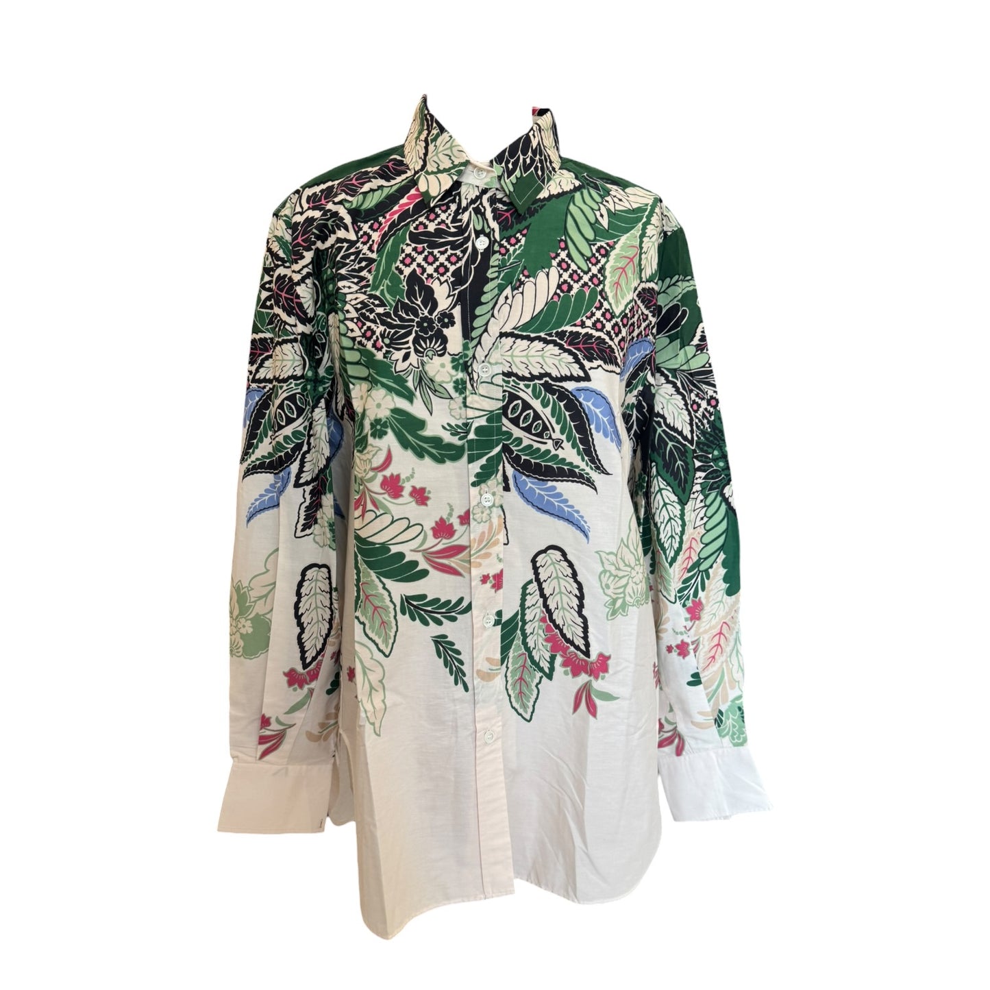 Caliban Botanical Print Cotton Shirt - 12/14 - NEW