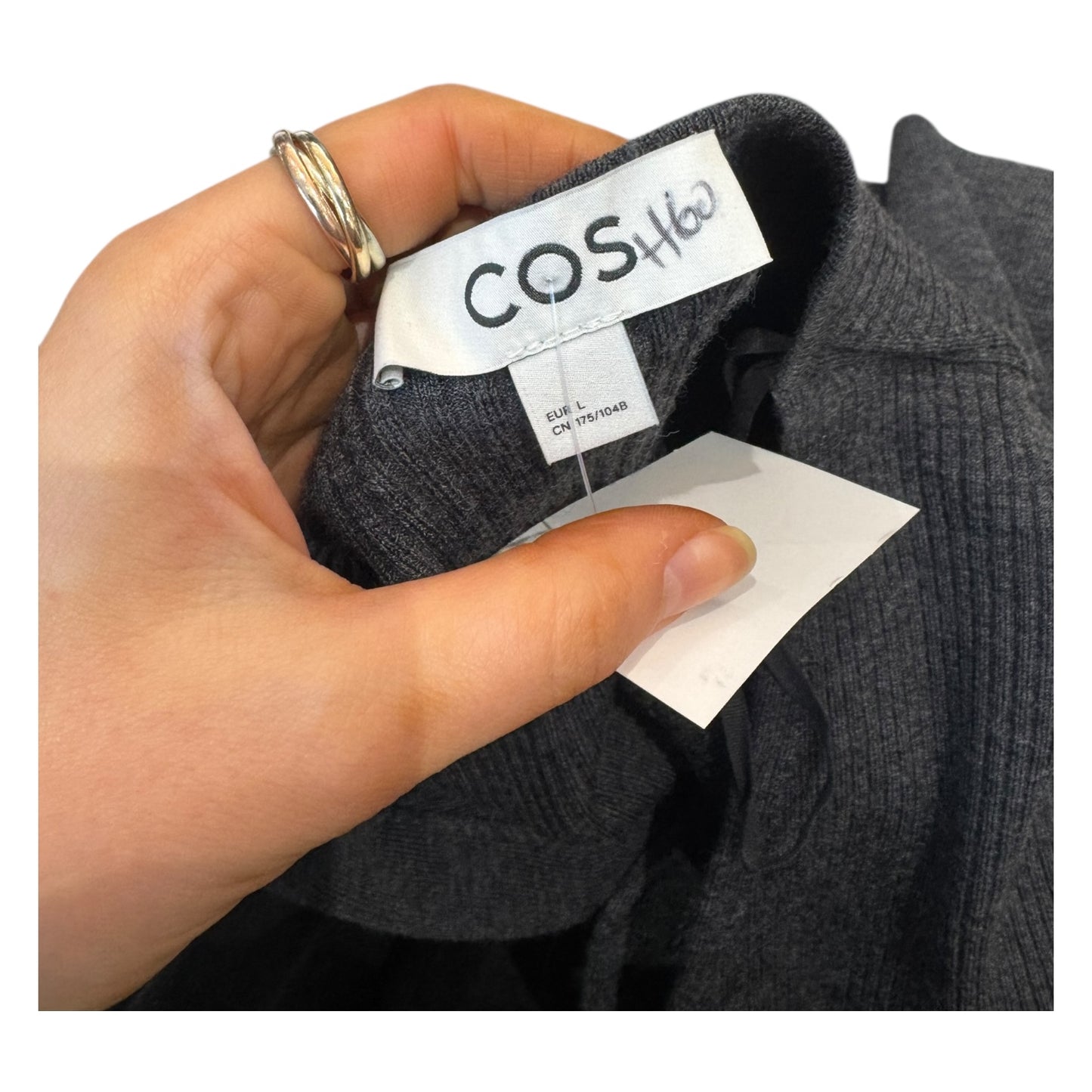 COS Grey Rib Wool Blend Cardigan - 12