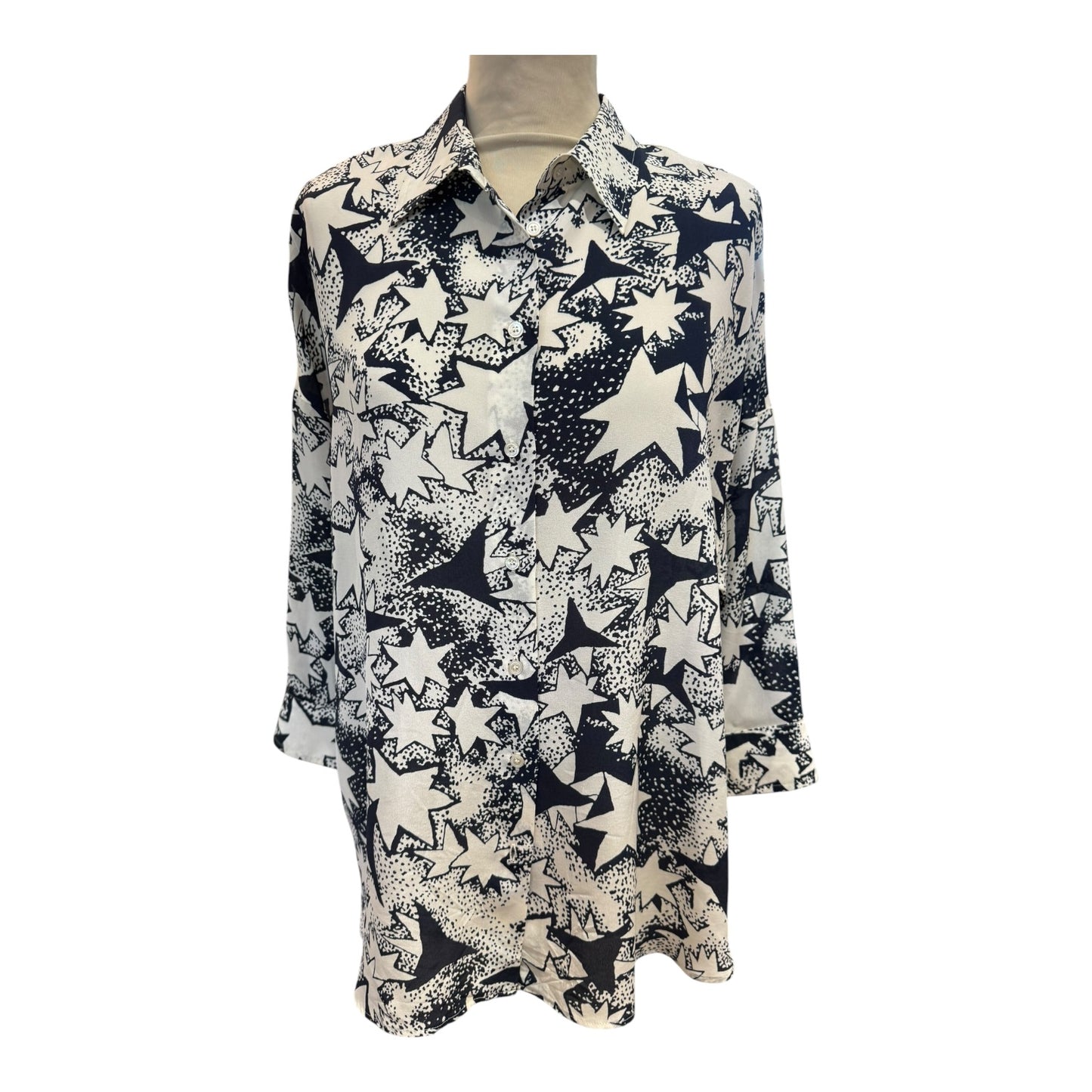 Weekend Max Mara Navy Star Print Silk Shirt - 10