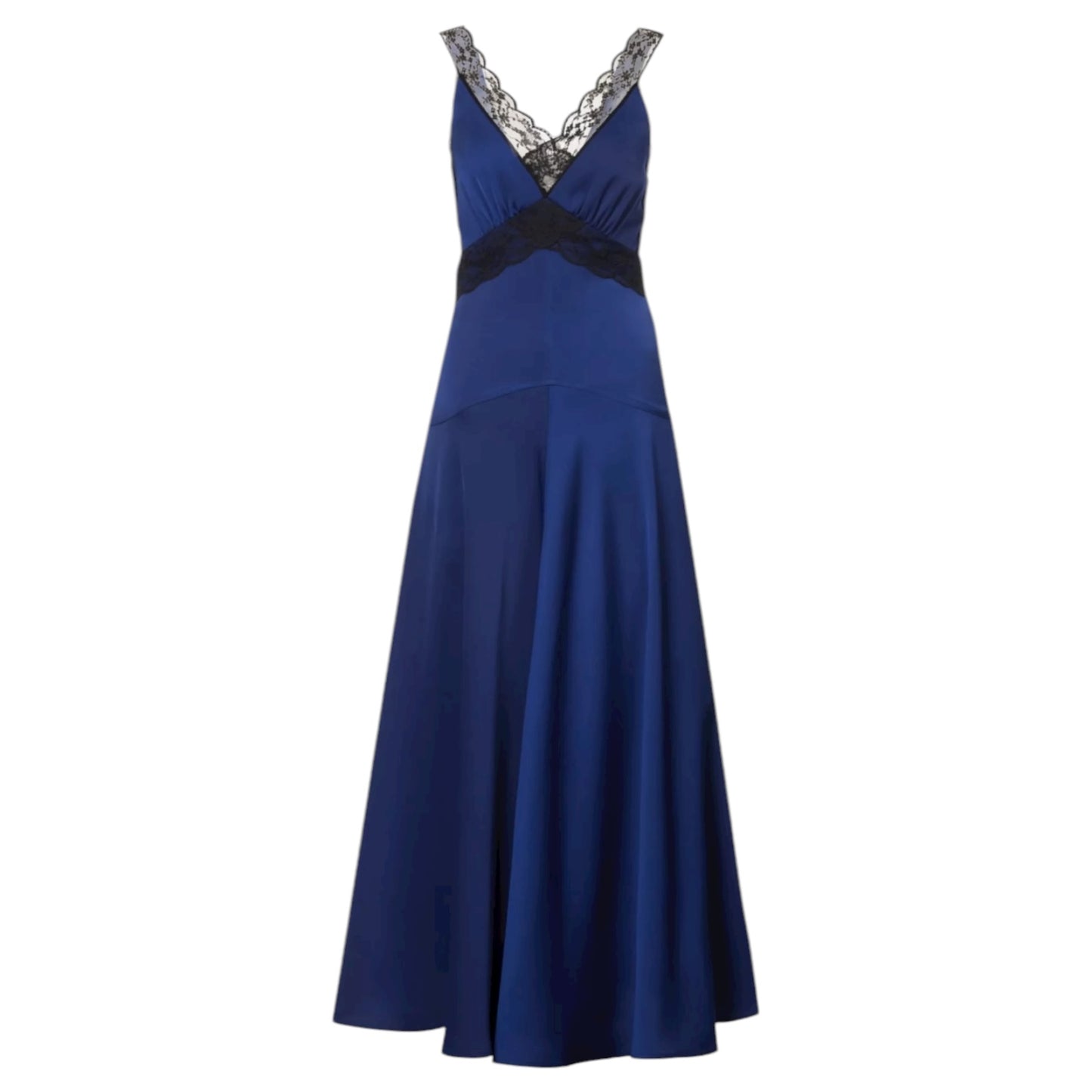 Me + Em Blue and Black Lace Trim Maxi Dress - 16