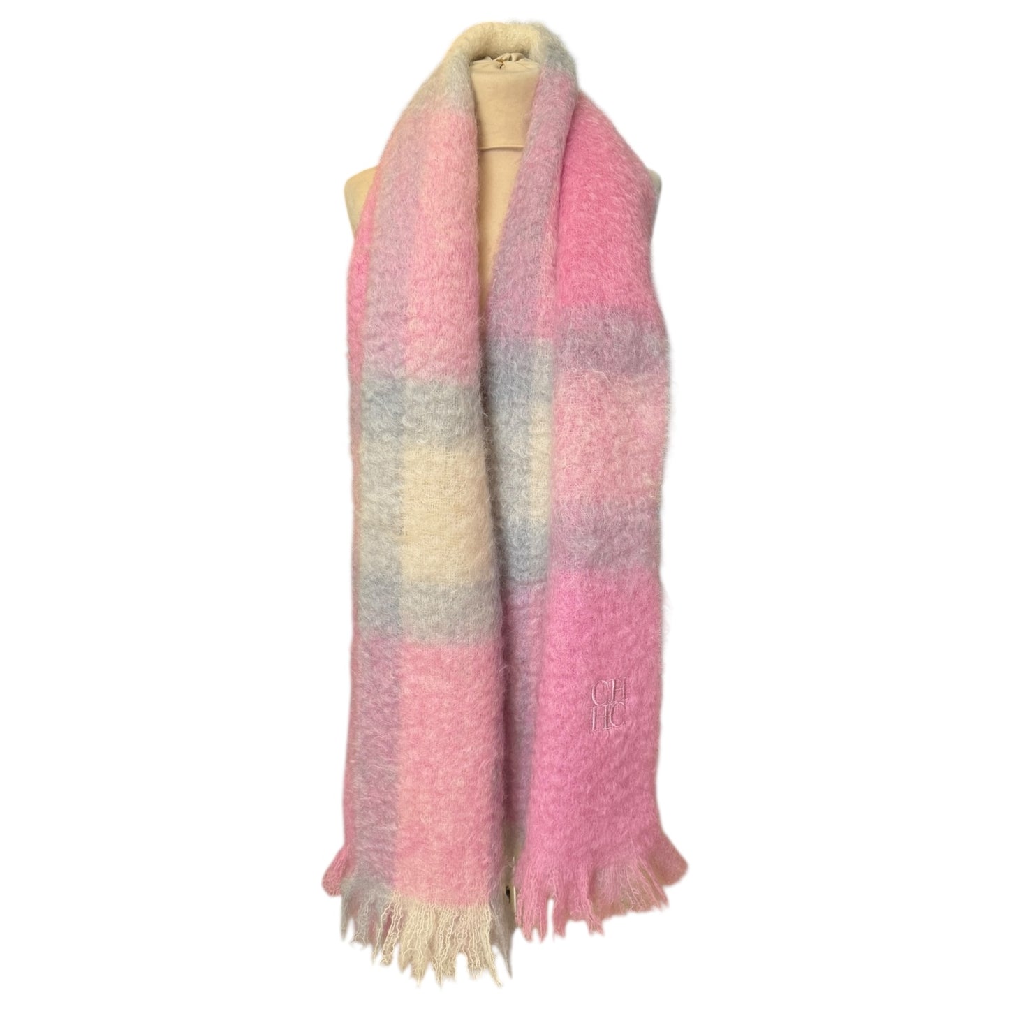 Carolina Herrera Pink Mohair and Wool Scarf