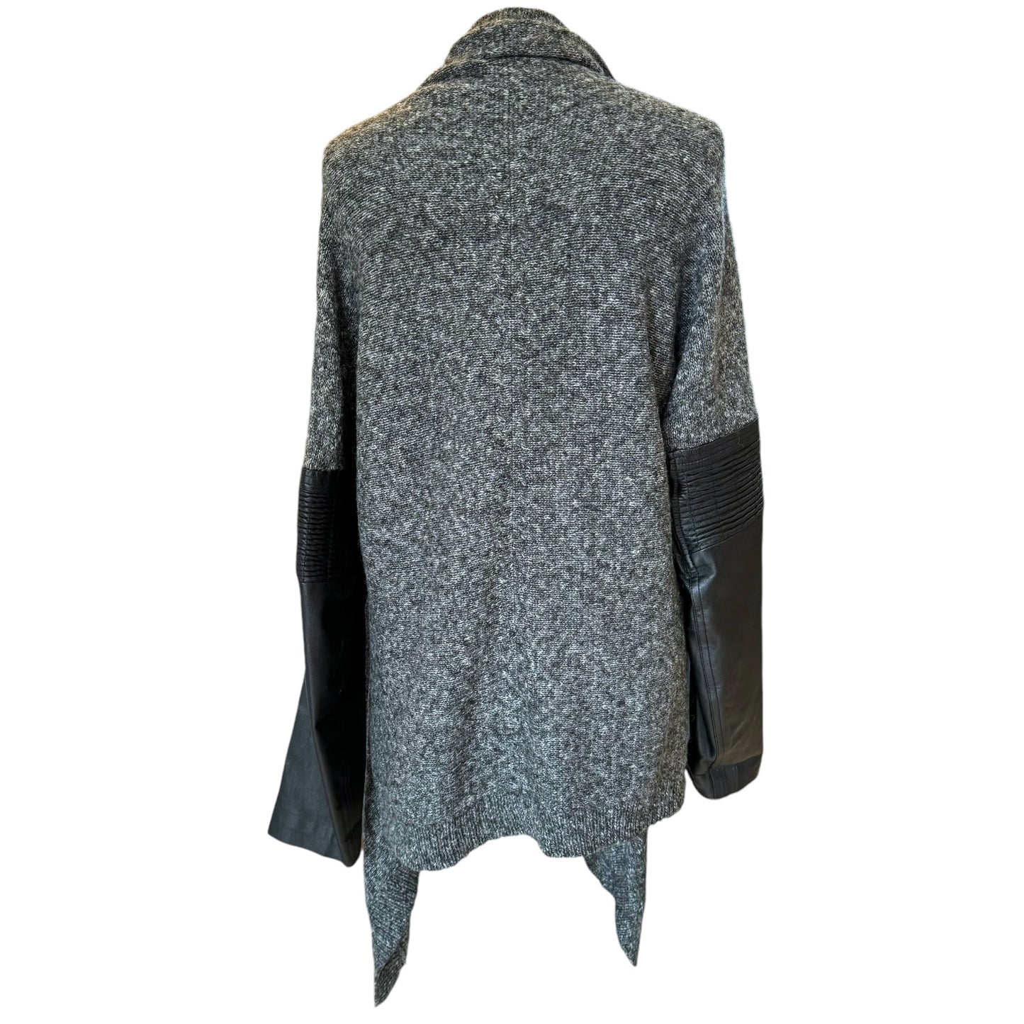 Maje Grey Leather Sleeve Cardigan - 12/14