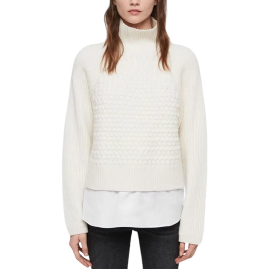 All Saints Cream Cable Knit Sweater - 10