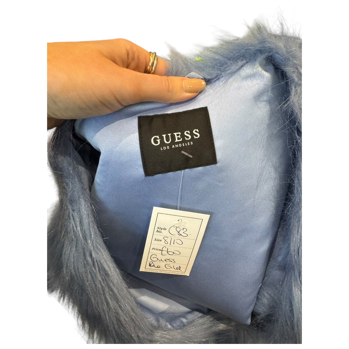 Guess Blue Faux Fur Gilet - 8/10