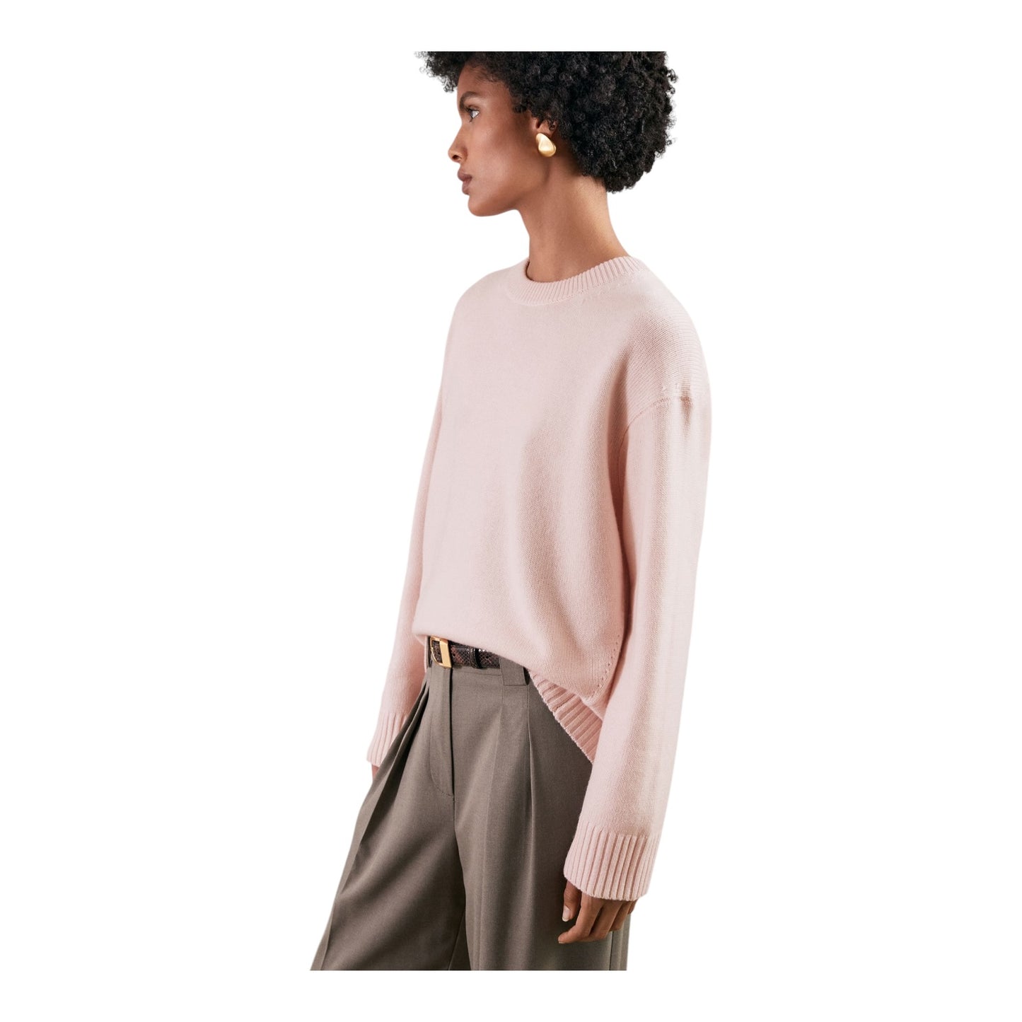 Reiss Ella Wool Cashmere Crew Neck Jumper in Pink - 10 - NEW