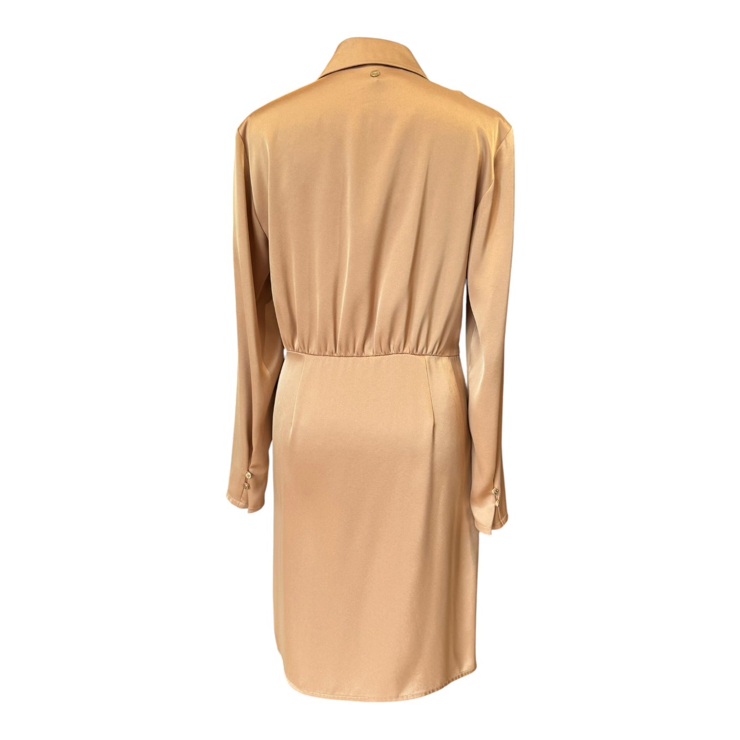 Marc Cain Caramel Satin Drape Shirt Dress - 10/12