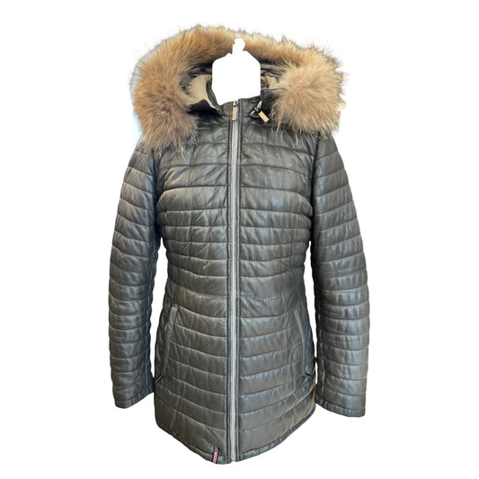 Oakwood Khaki Leather Quilted Coat - 12