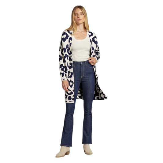 Milano Italy Navy and Cream Long Cardigan - 14/16