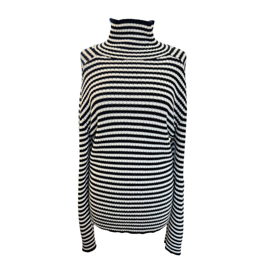 Max Mara Merino Wool Navy and White Stripe Sweater - 10/12