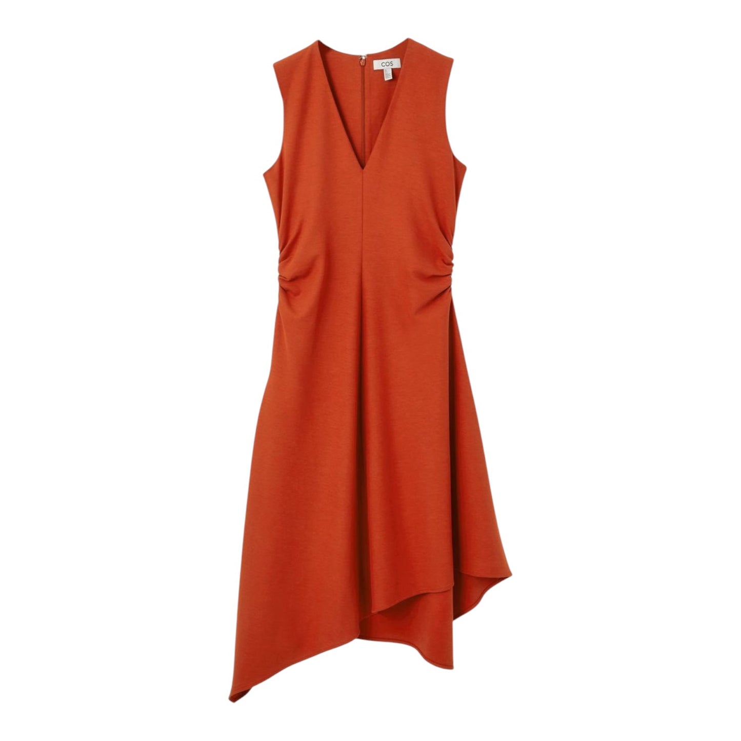 COS Orange Gathered Asymmetric Dress - 12