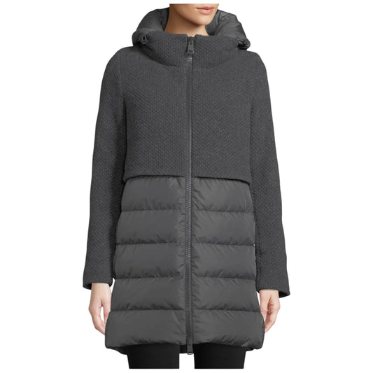 Herno Funnel-Neck Knit and Down Combo Coat - 10